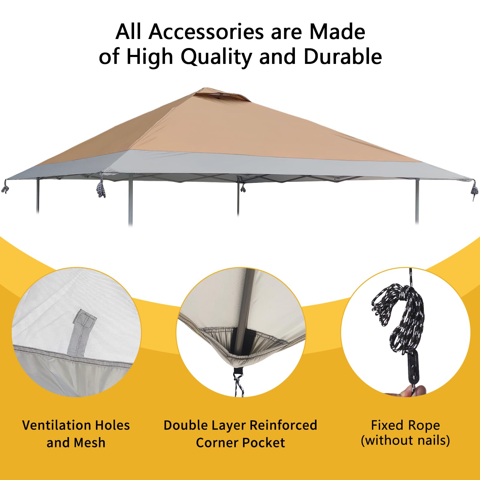 D&ONEHOS Oxford 300D silver-coated canopy top providing UV and rain resistance