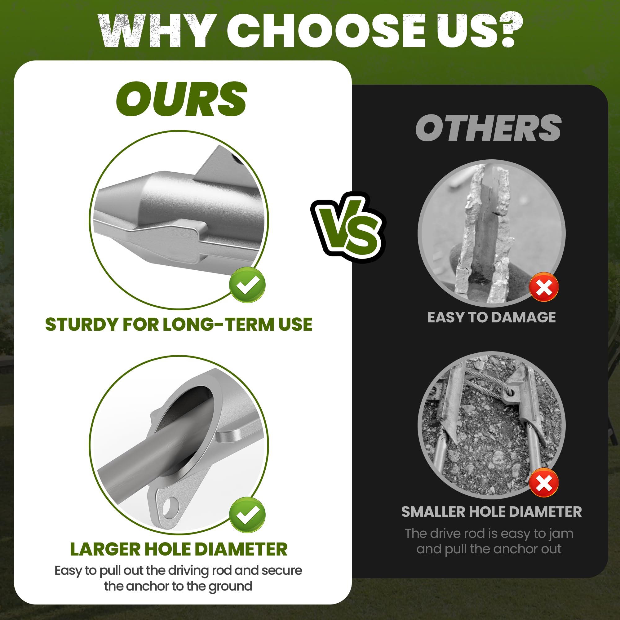 Dabolang heavy-duty earth anchors built from steel for durability.