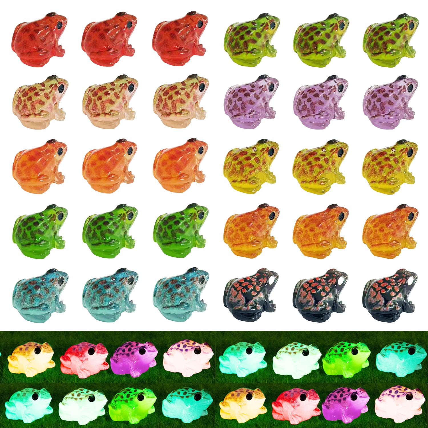 Dabshuyikk luminous frogs glow in the dark for enchanting fairy garden decor.