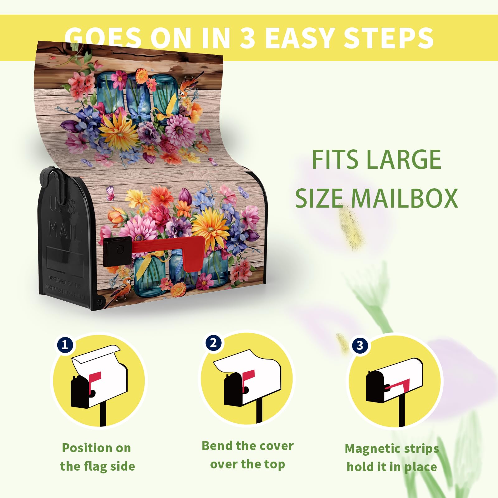 Dacawin arced-opening mailbox cover enables easy attachment and removal.