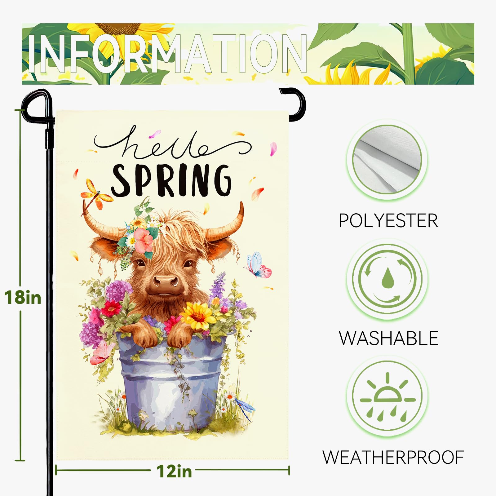 Dacawin floral butterfly garden flag perfect for porch or fence.
