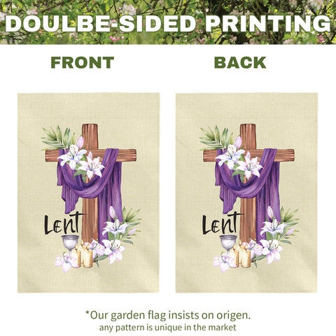 Dacawin Lent flag palm leaves accent, perfect for Lent reflection.