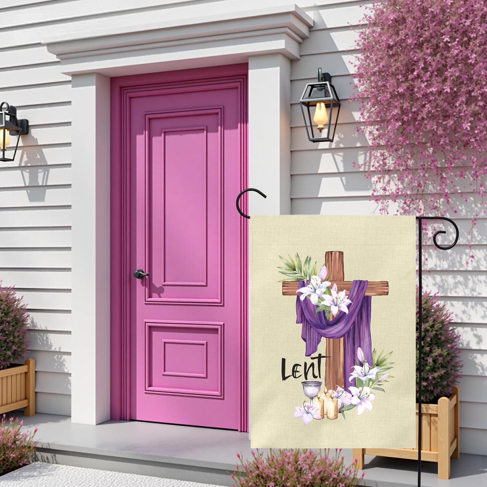 Dacawin Lent flag porch or yard display, easy installation.