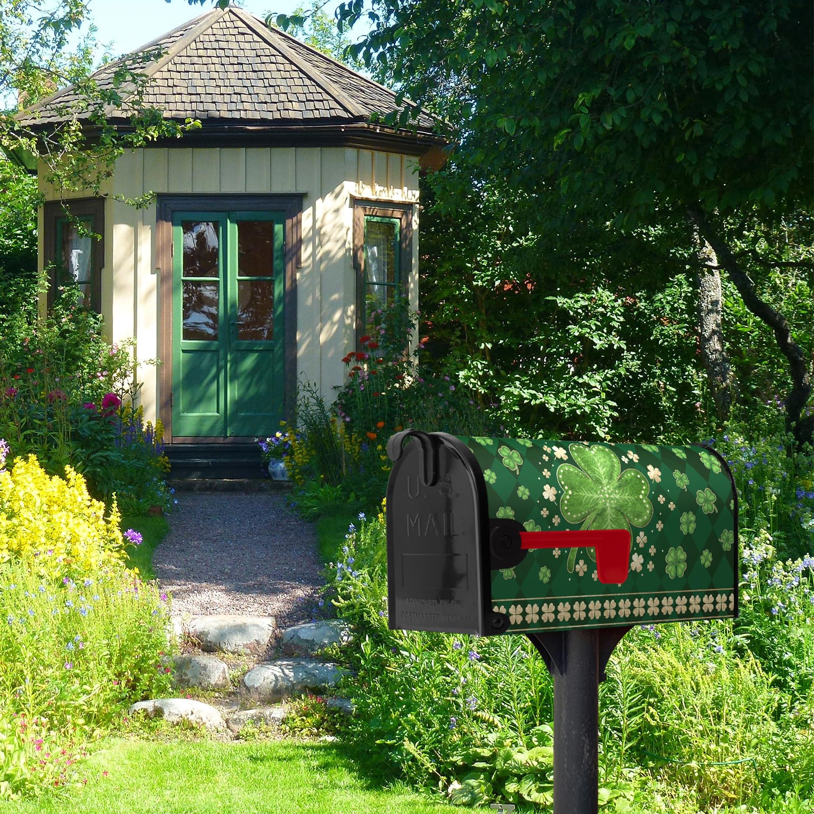 Dacawin shamrock mailbox wrap with magnetic ends for tool-free installation