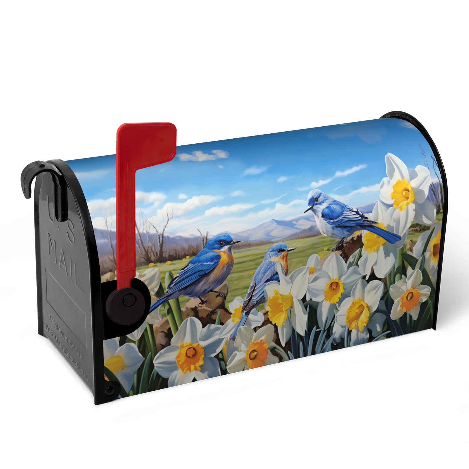 Dacawin Spring mailbox cover with bluebird daffodil design brightens the curb