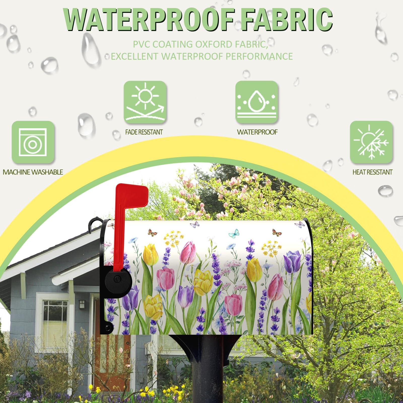 Dacawin weather-resistant oxford fabric shields mailbox from rain and stains