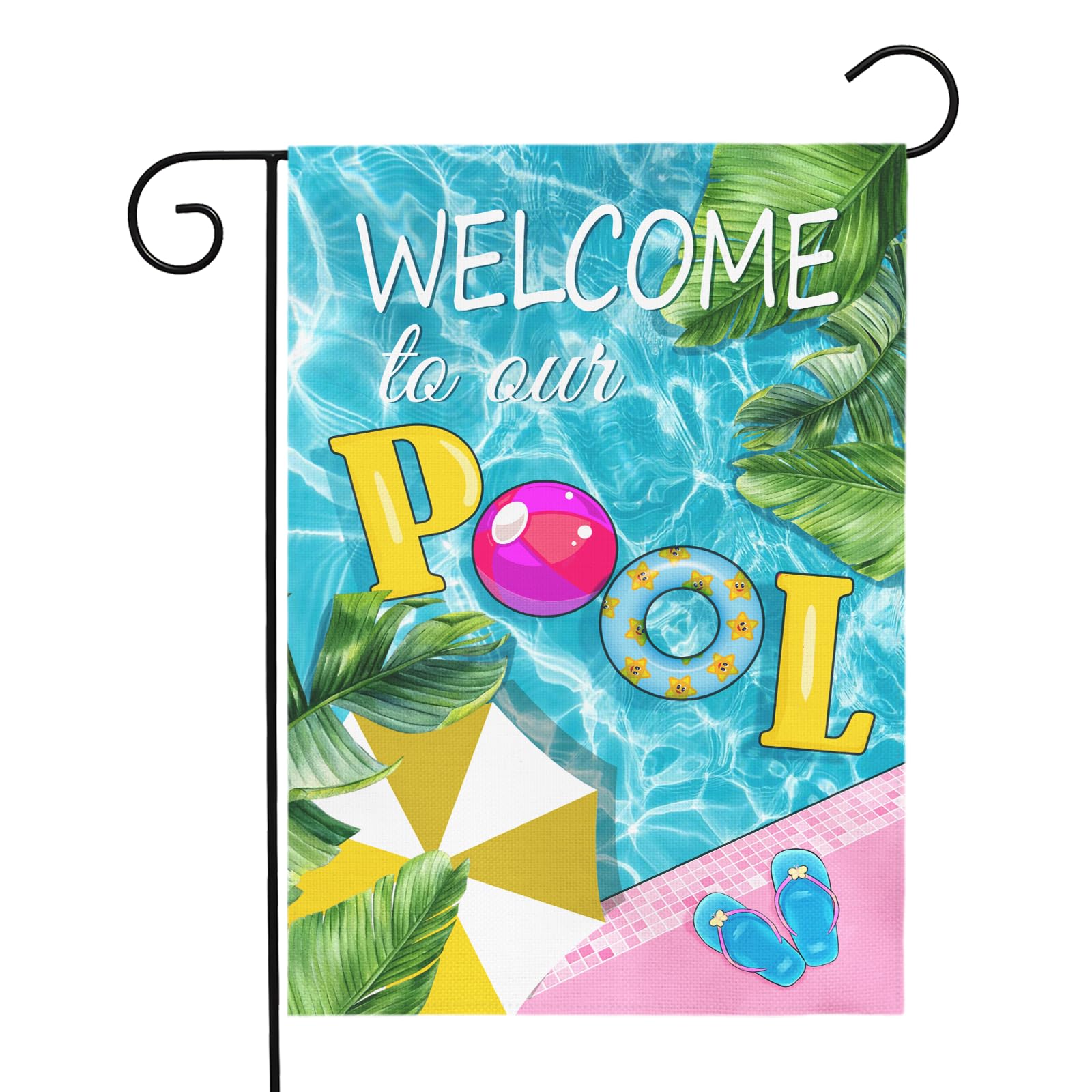 Dacawin welcome pool flag double-sided for outdoor poolside decor