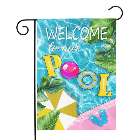 Dacawin welcome pool flag double-sided for outdoor poolside decor