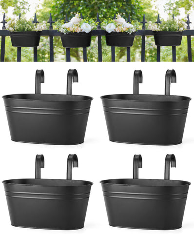 Dahey balcony rail hanging planter shown on a railing for easy herb display