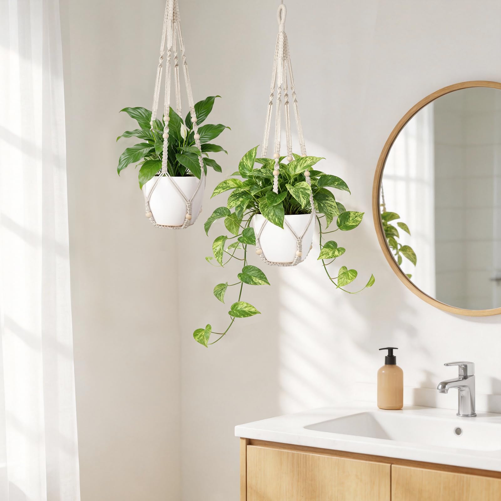 Dahey boho decor example for kitchen or living room plant display.