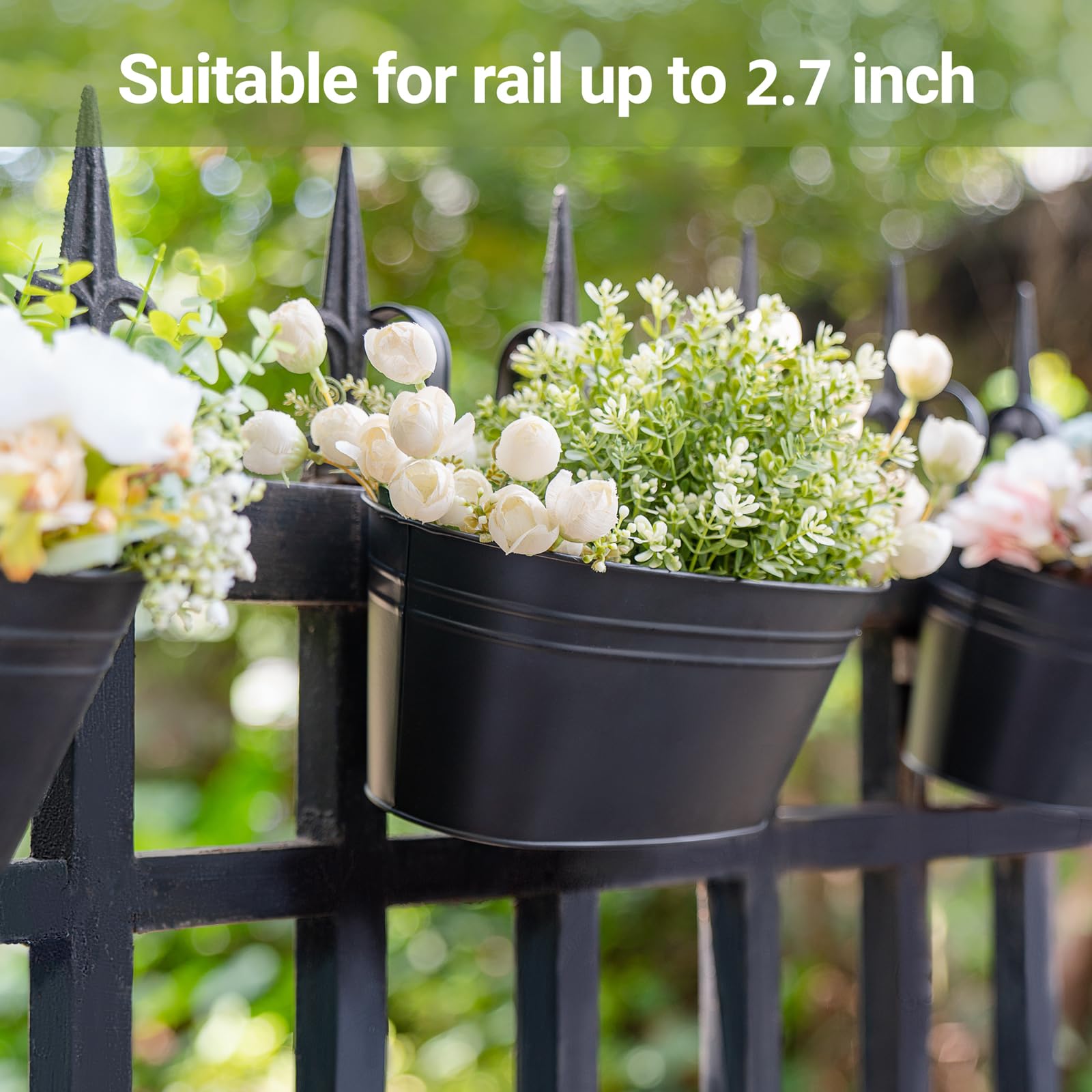 Dahey detachable hooks on a railing-compatible planter for multiple setups