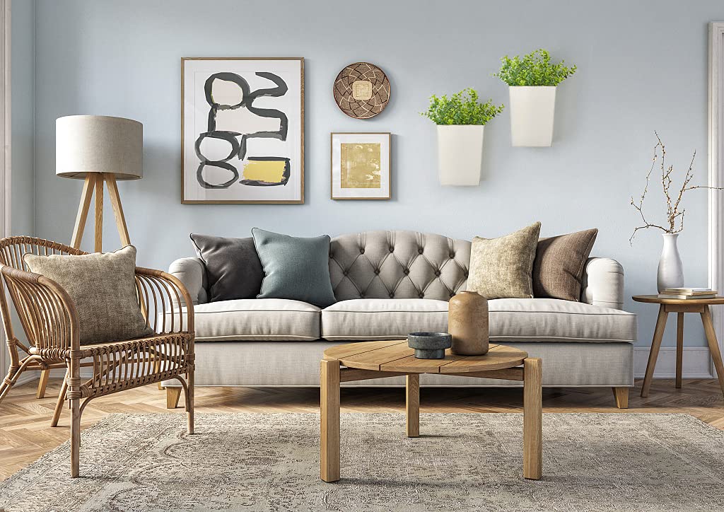 Dahey farmhouse-style wall vase hanging with faux greenery for cozy interiors.