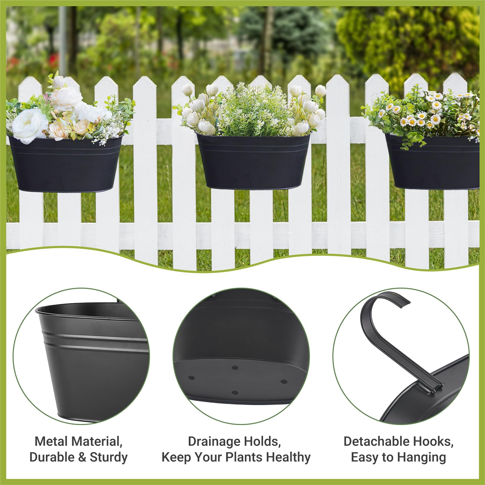 Dahey hanging basket with drainage holes helps plants drain excess water