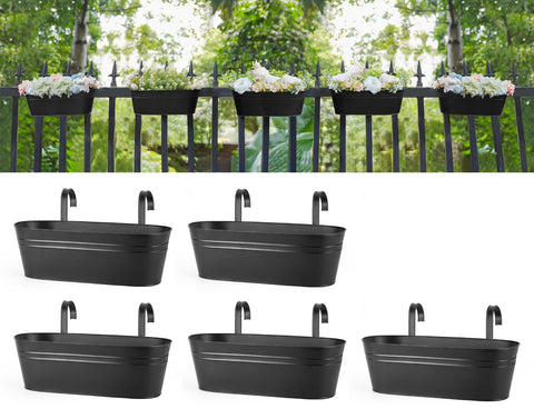 Dahey hanging flower pots on a balcony rail for vibrant container gardening