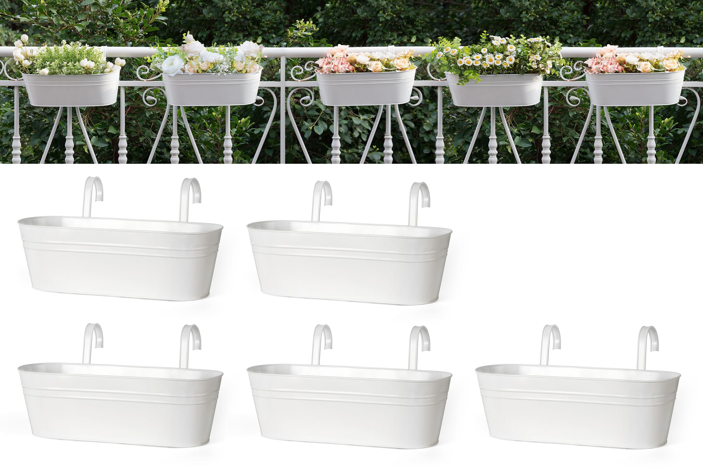 Dahey hanging planter on railing for balcony space and decor