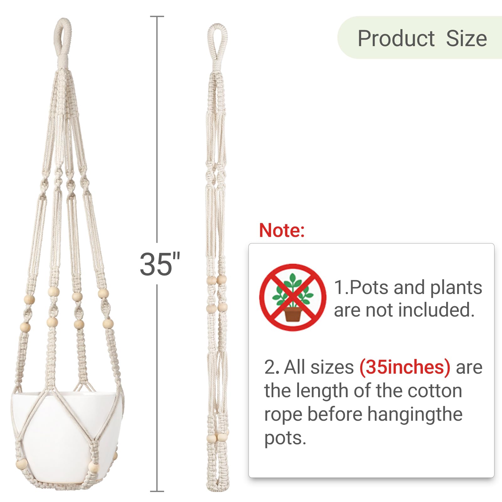 Dahey two hooks included for simple, secure plant hanging setup.