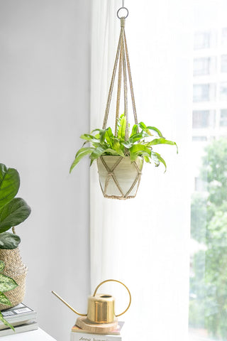 Dahey macrame plant hanger 23-inch, compact option for shelves and tabletops