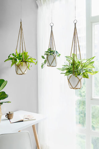 Dahey macrame plant hanger 29-inch, easy setup for flexible wall corner styling