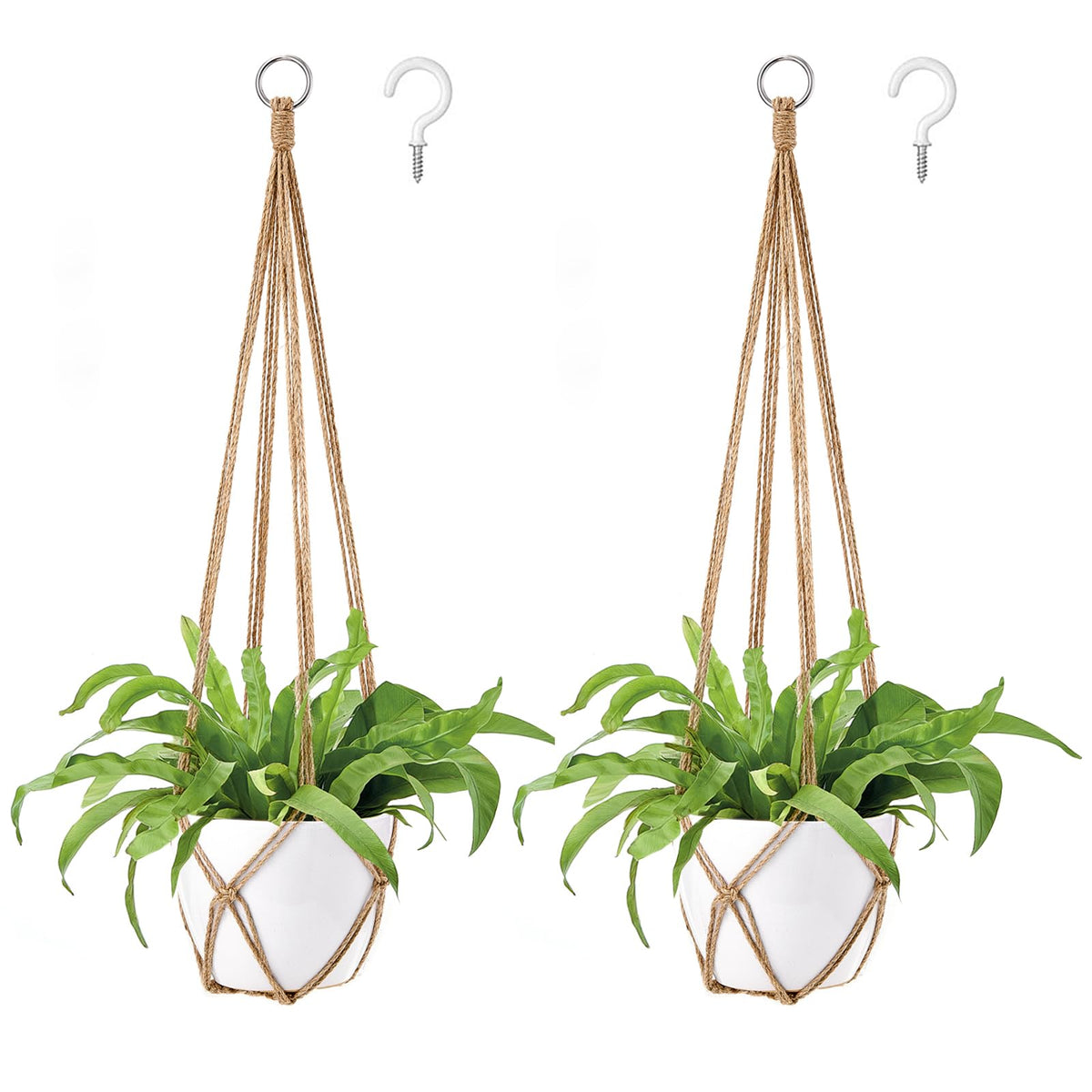 Dahey macrame plant hanger set of 2 in brown on wall display for stylish indoor greenery.