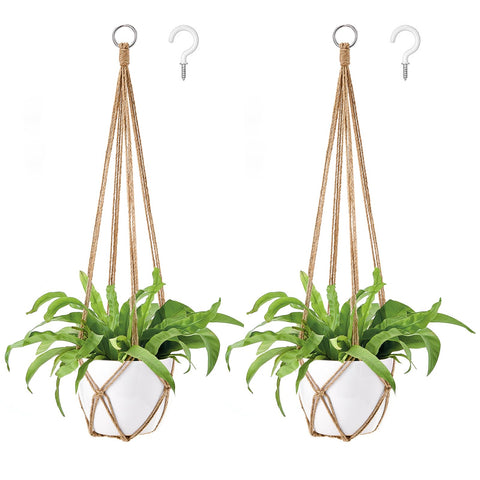 Dahey macrame plant hanger set of 2 in brown on wall display for stylish indoor greenery.