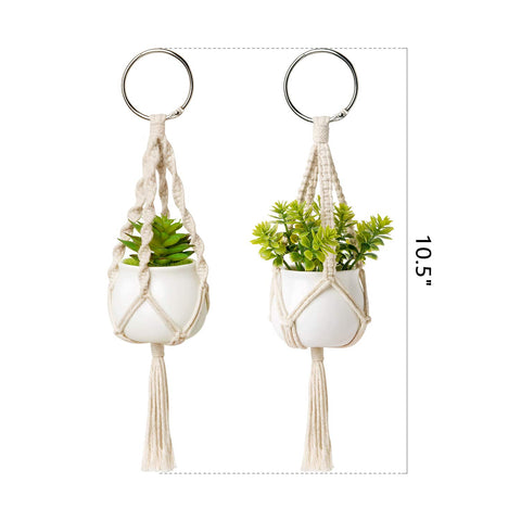 Dahey mini macrame car hanger faux succulent brings natural-looking greenery to your space.