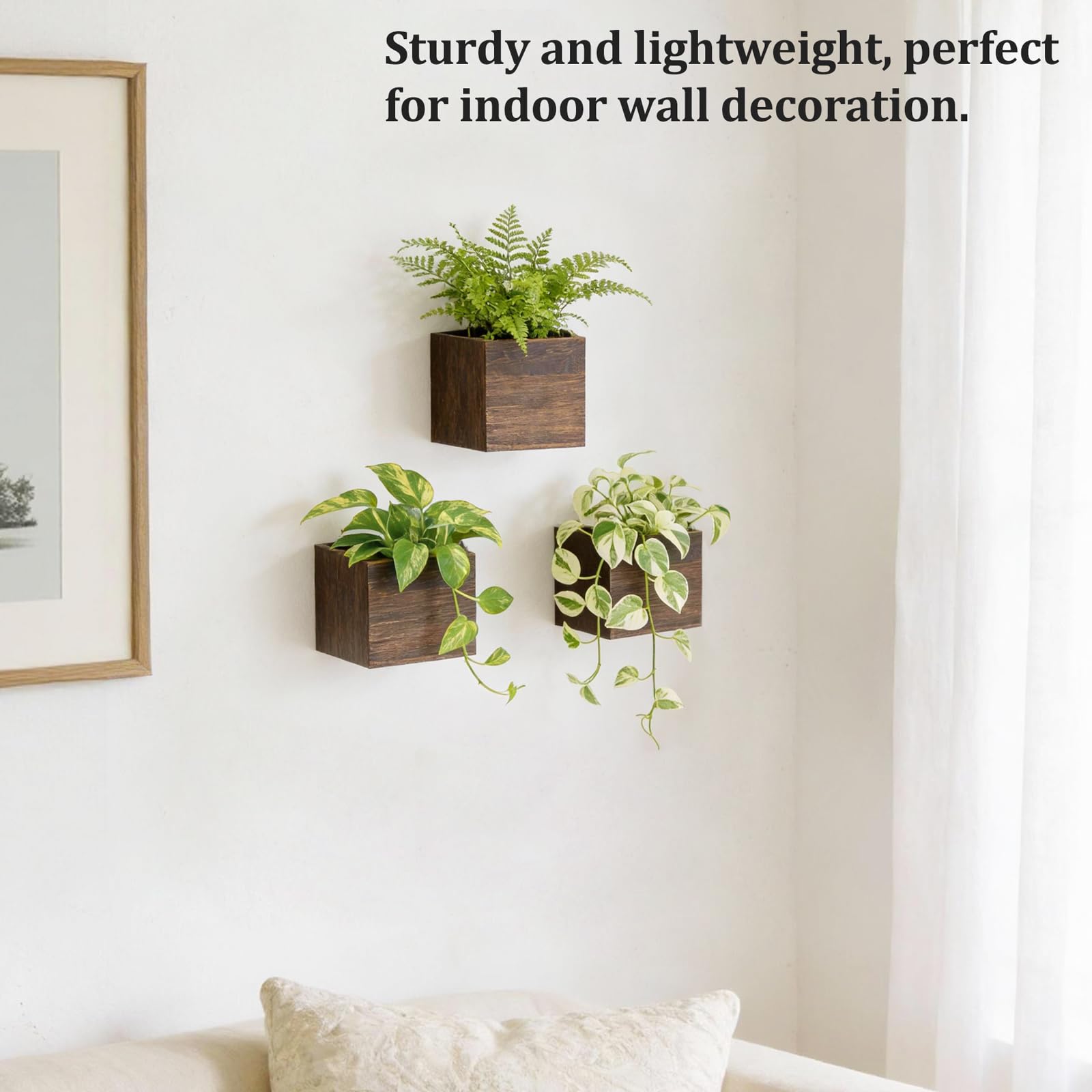 Dahey rustic paulownia wood wall planter showcases natural grain for stylish greenery.
