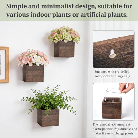 Dahey wall-mounted planter set offers versatile mounting options for spaces.