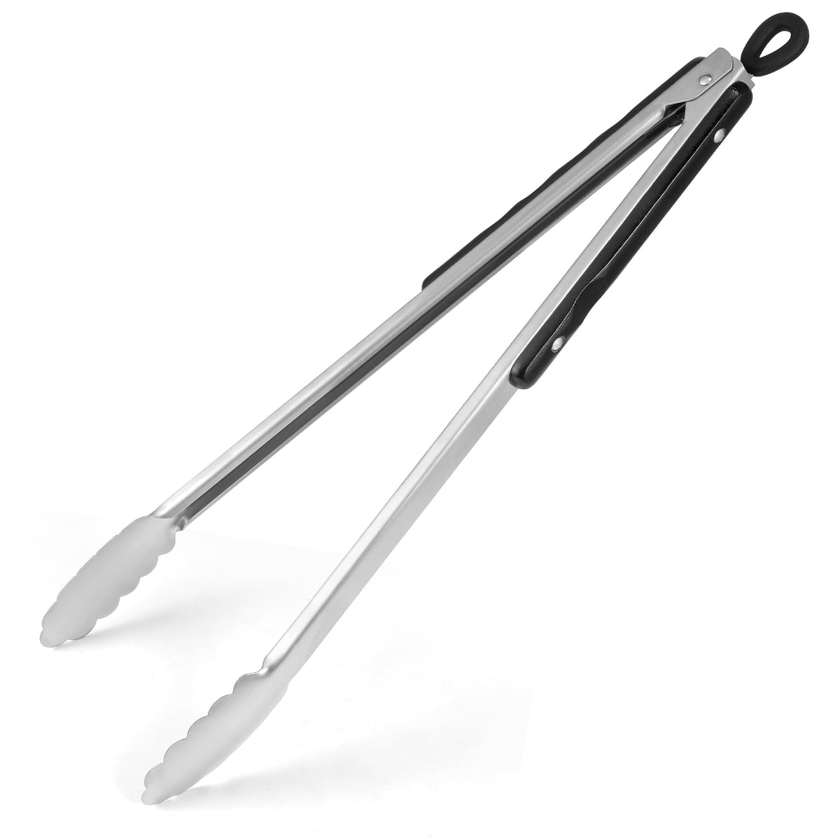 DAILY KISN 17-Inch wood-handled grill tongs in use for grilling