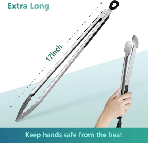 Daily Kisn 17 inch grill tongs with anti slip grip for secure handling