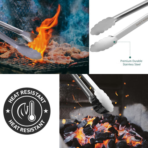 Daily Kisn 17 inch grill tongs in dishwasher safe design for easy cleanup