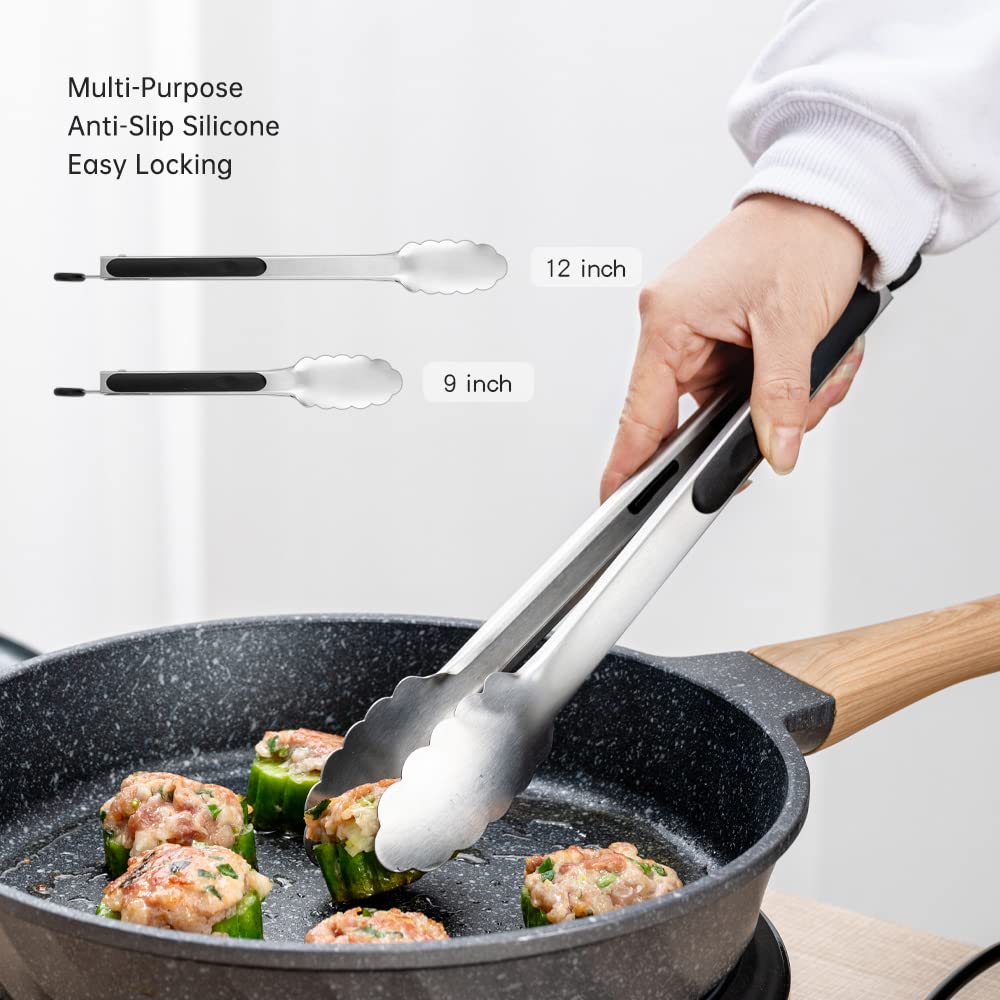 Daily Kisn non-slip handle tongs provide secure handling while cooking
