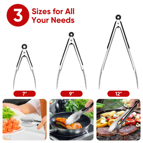 Daily Kisn 12-inch stainless steel tongs long reach for BBQ and buffet