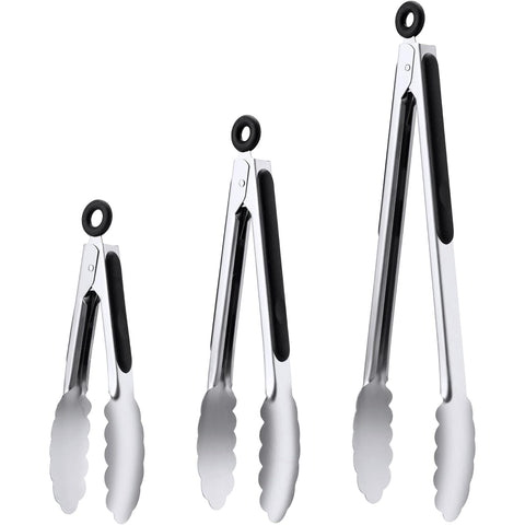Daily Kisn 7-inch stainless steel tongs grip for precise flipping and serving