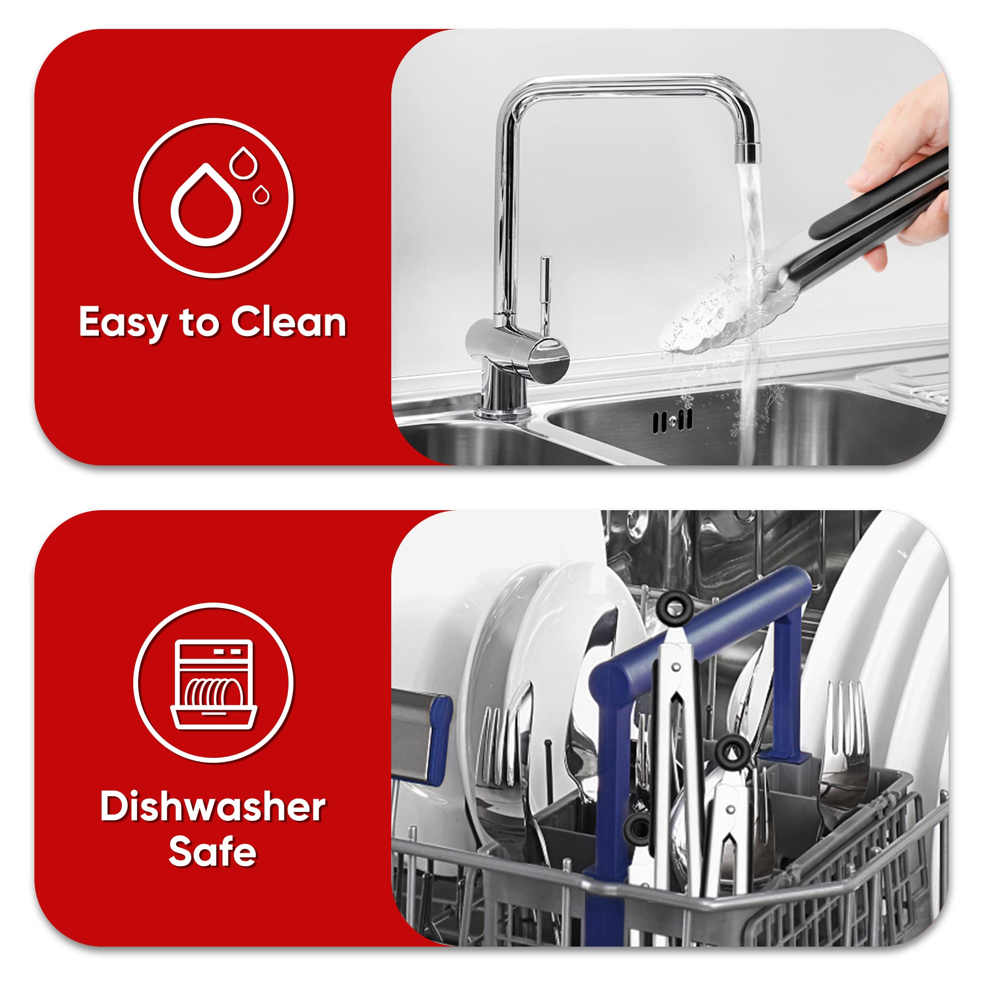 Daily Kisn dishwasher-safe stainless steel tongs for easy cleanup