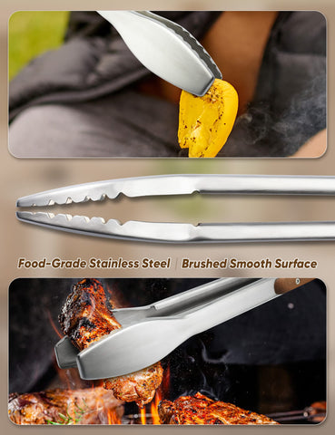 Daily Kisn 19.5-inch tongs extend reach to keep hands safe while grilling.