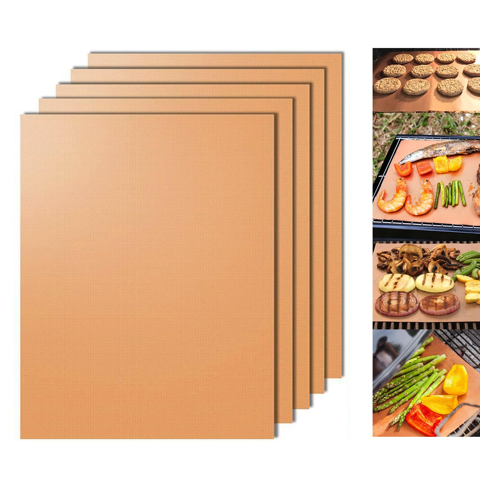 Dailyart copper grill mats set of 5 on the grill prevent sticking and preserve sear marks.