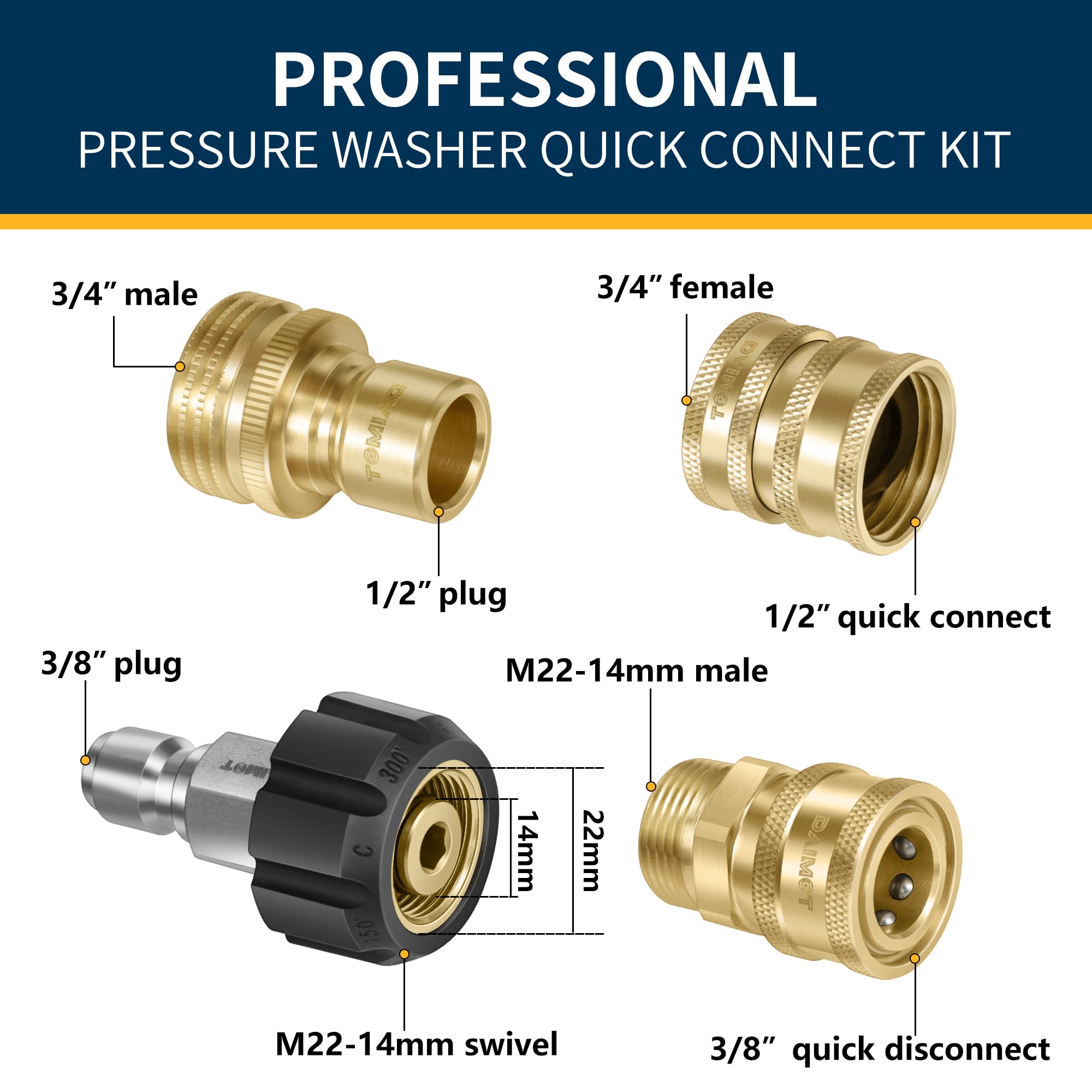 DAIMOT durable brass quick-connect set stands up to frequent use.
