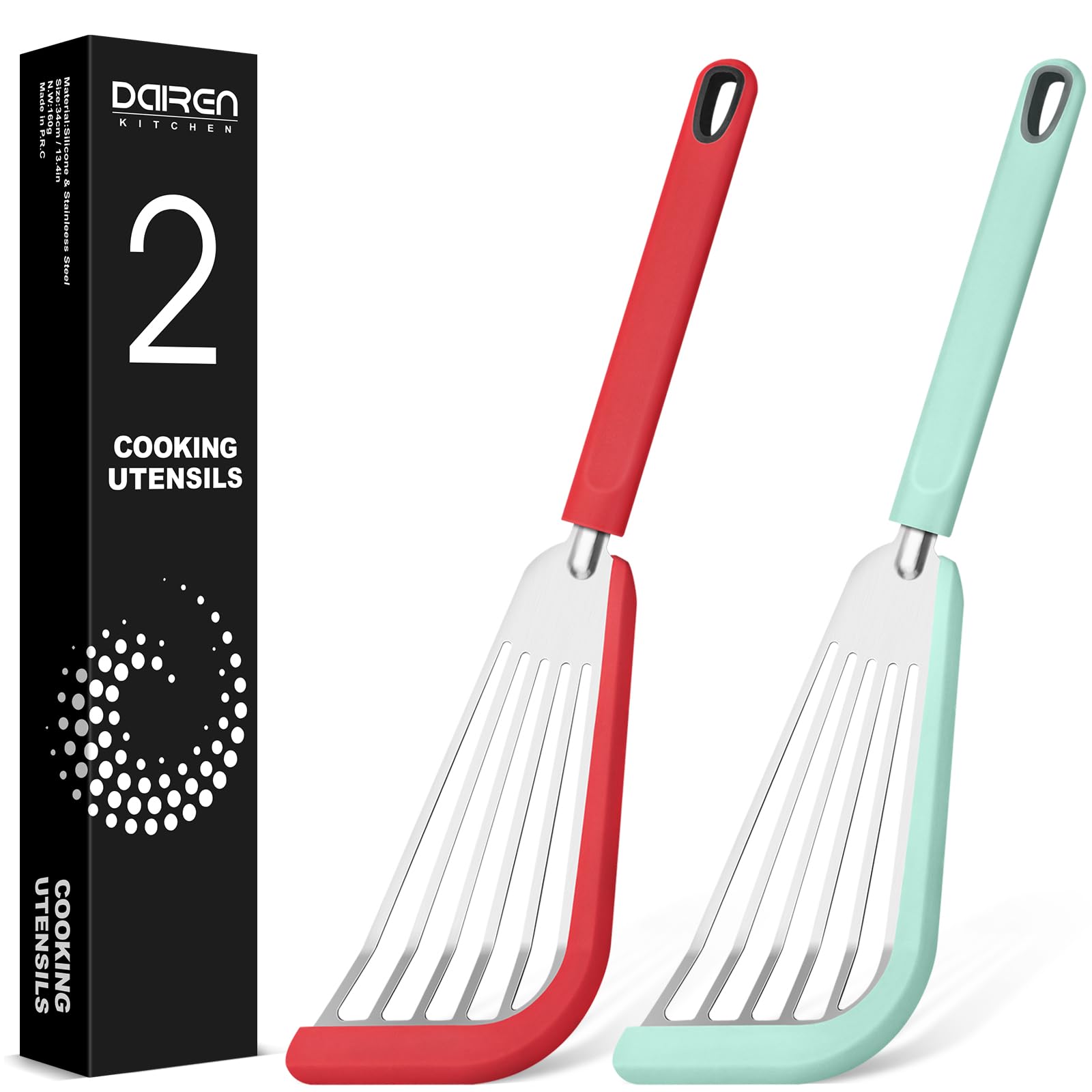 DaiRen Kitchen fish spatula with slotted design for draining oil while flipping fillets