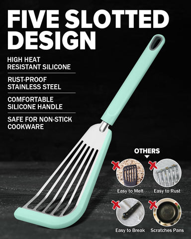 DaiRen Kitchen heat resistant edge silicone spatula protects nonstick pans during cooking