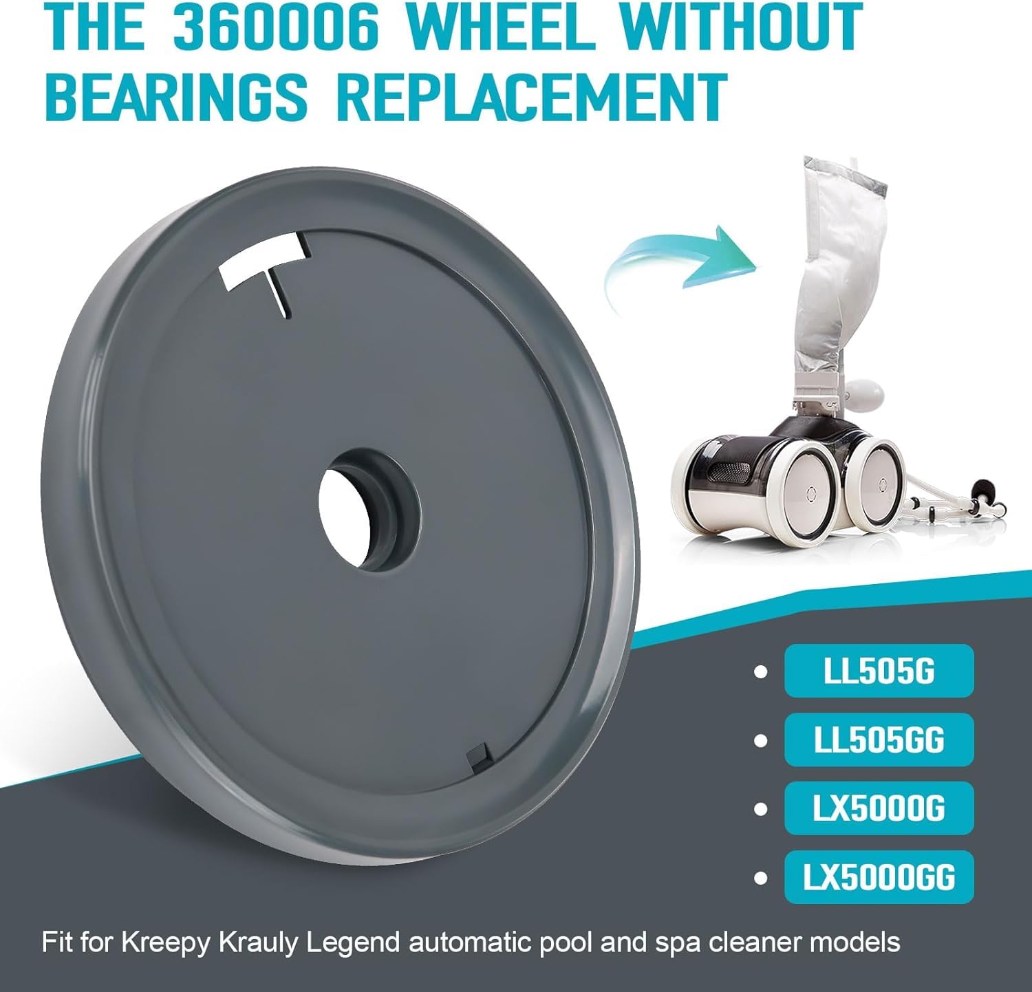 Dairrr Fuuu 360006 wheel for Legend LL505GG; steady motion supports thorough debris removal.