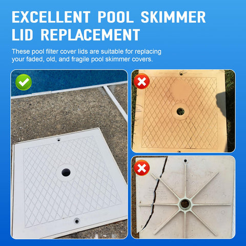 Dairrr Fuuu white pool skimmer lid blends with most decks.