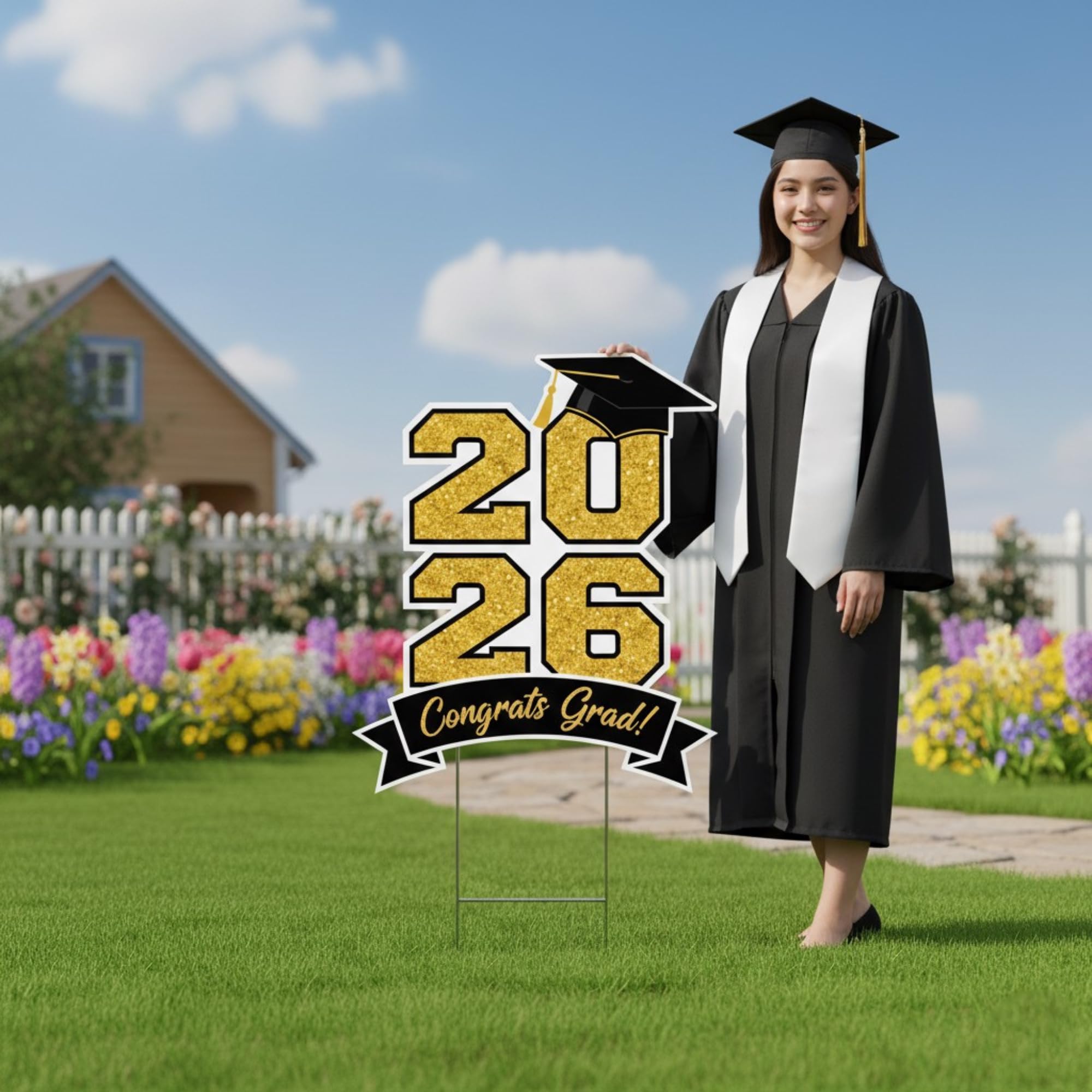 DAJDC Weatherproof graduation decor withstands rain and sun for long-lasting appeal