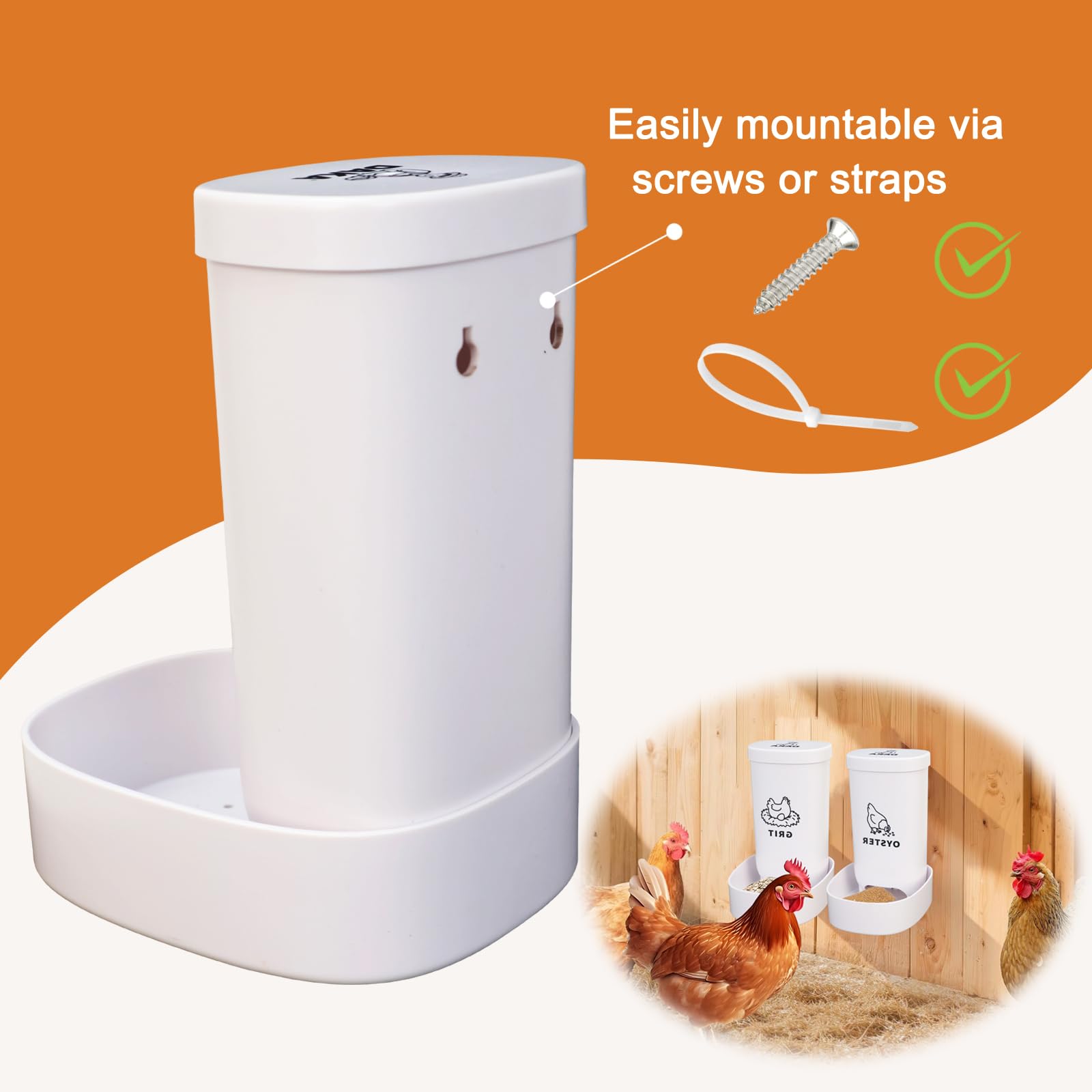 Dakasokaaa automatic chicken feeder showing convenient hands-free feeding for up to six birds.