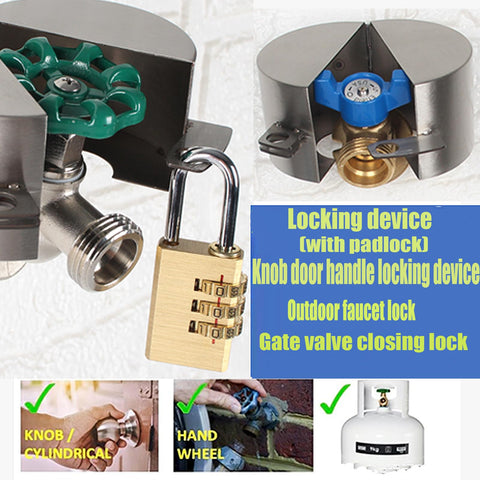 Dakekou metal spigot lock for garden faucets helps deter water theft.
