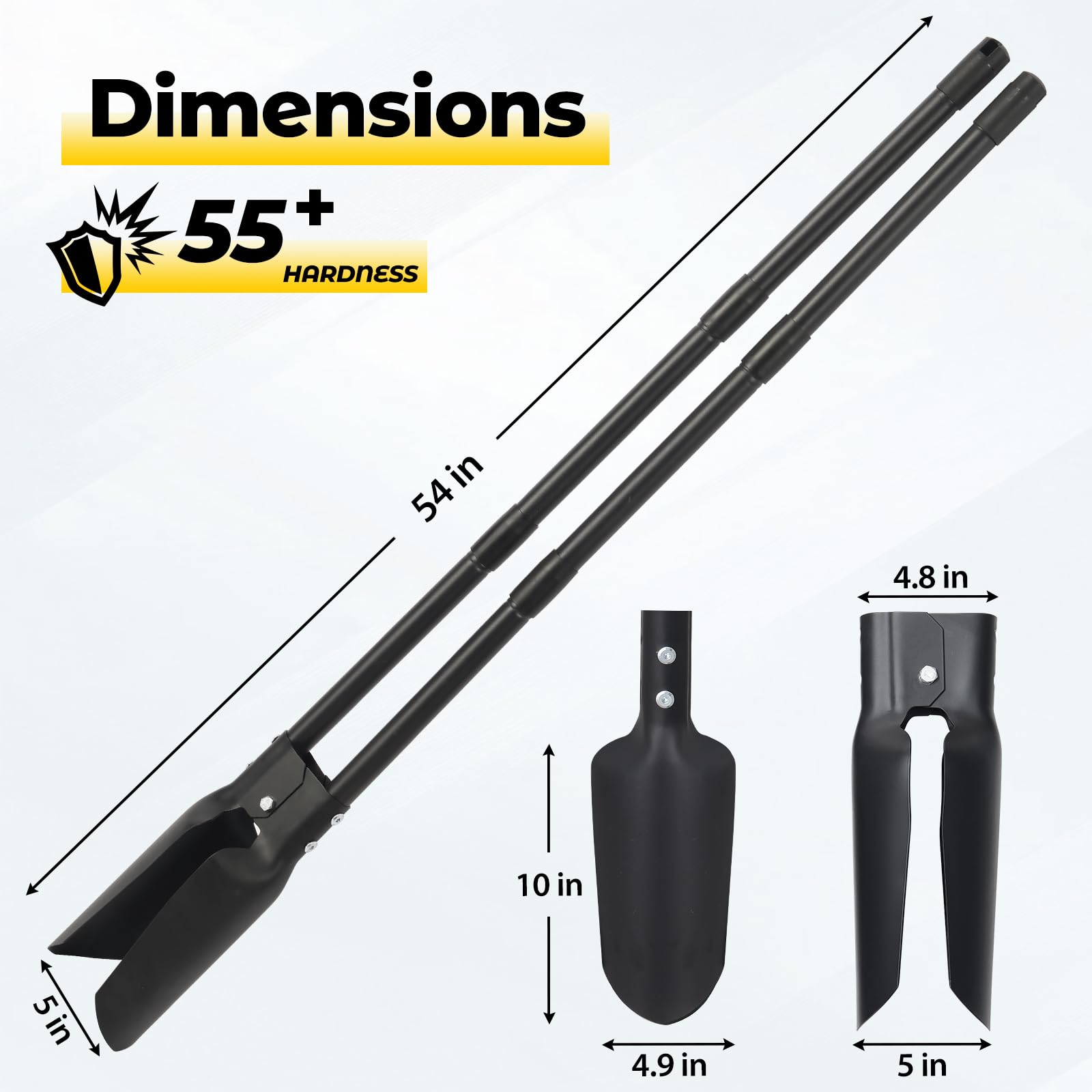 DAKEPOLE 55-inch handle reduces bending and back strain during tasks.