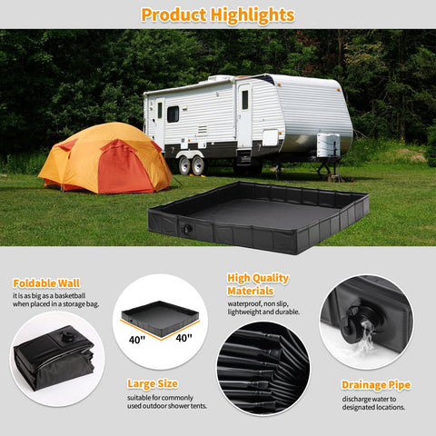 Dakewang portable shower floor folded for easy travel storage