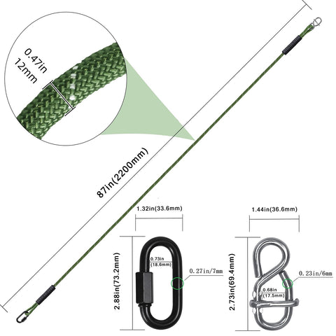 Dakzhou easy-installation rope set green pictured wrapped around a branch