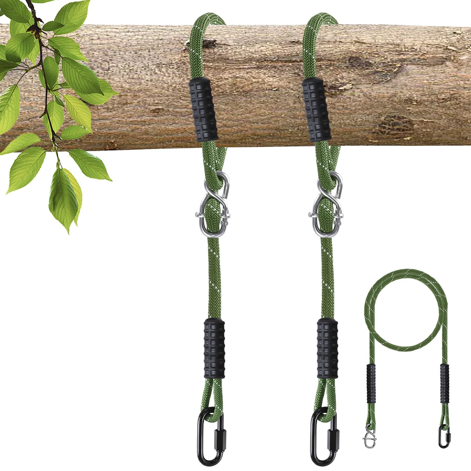 Dakzhou heavy-duty tree swing rope green ready for outdoor installation