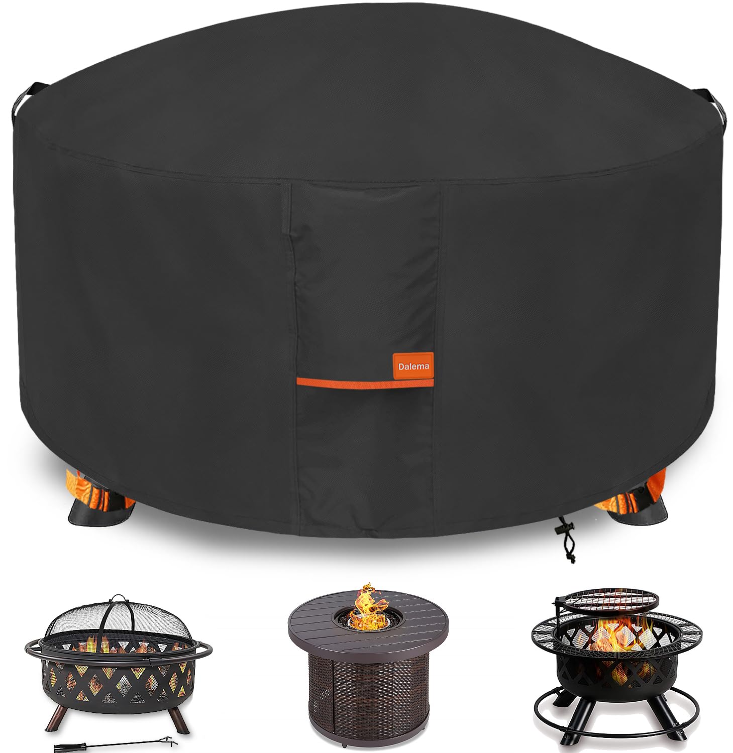 Dalema Fire Pit Cover round 48-inch diameter protects your fire pit from rain and UV.