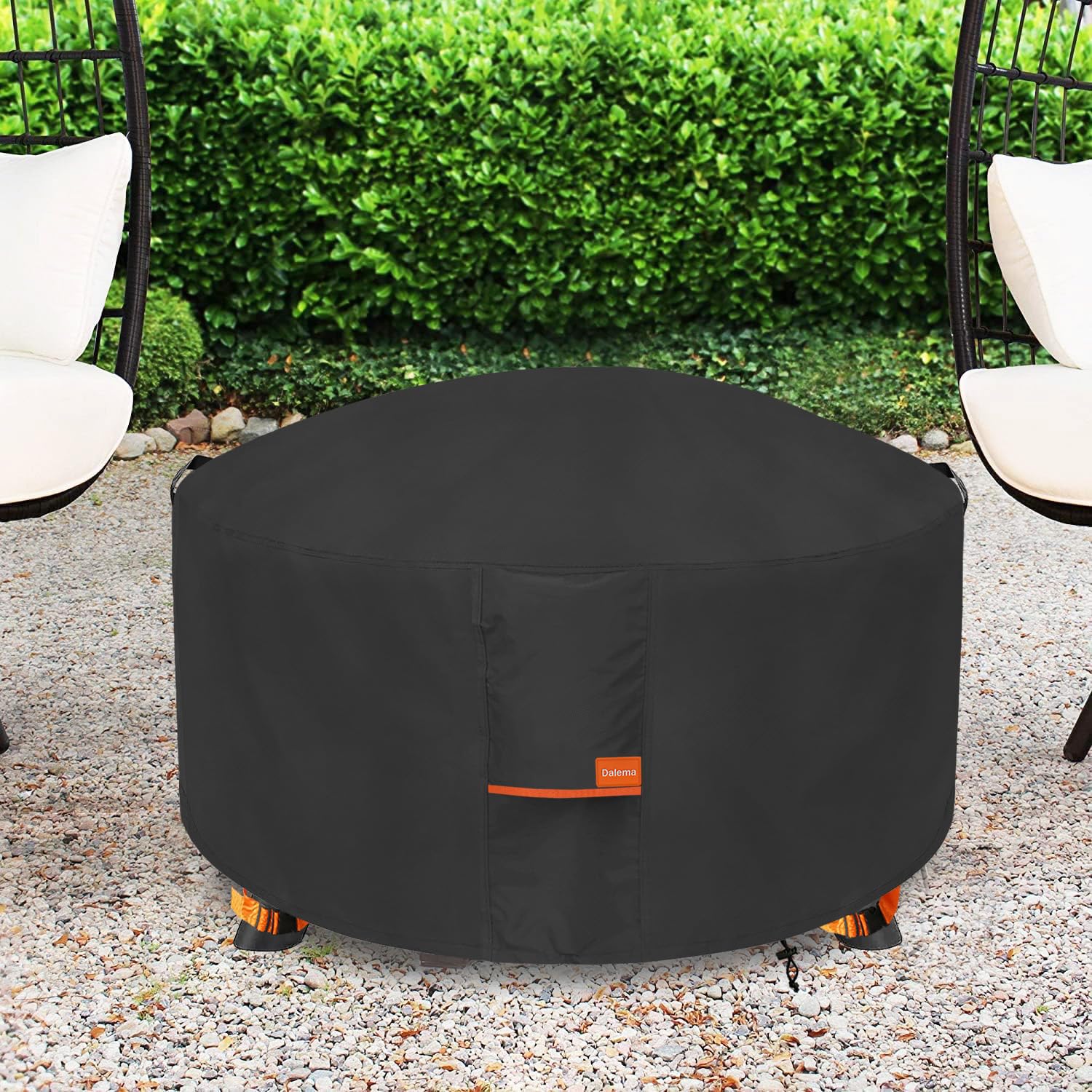 Dalema round fire pit cover provides all-weather protection and longevity.